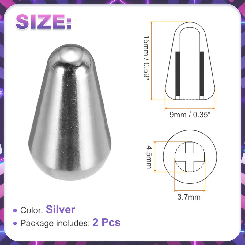 2Pcs Guitar 3/5 Way Pickup Switch Tip Cross-Slot for LP Guitar, Silver