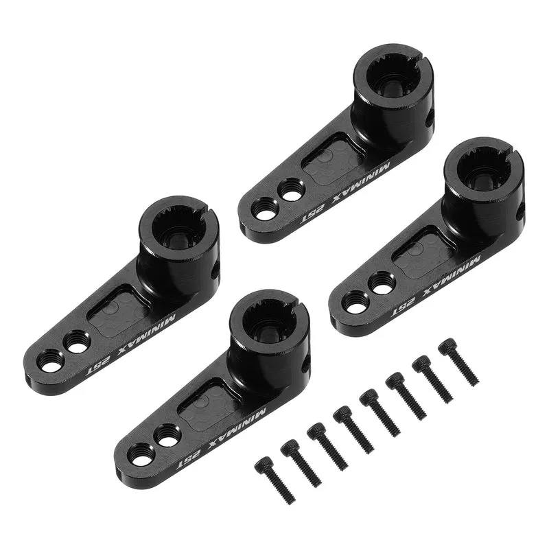 Aluminum Alloy 25T Steering Servo Arm Horn Black for 1/8 1/10 RC Car 4 Pcs