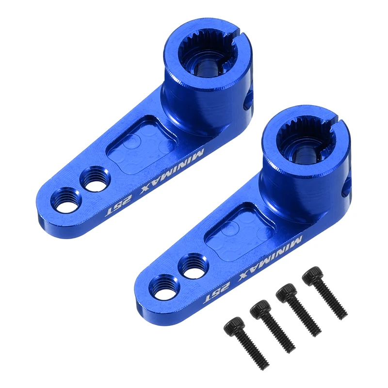 Aluminum Alloy 25T Steering Servo Arm Horn Dark Blue for 1/8 1/10 RC Car/Boat/Airplane Boat Accessories 2 Pcs