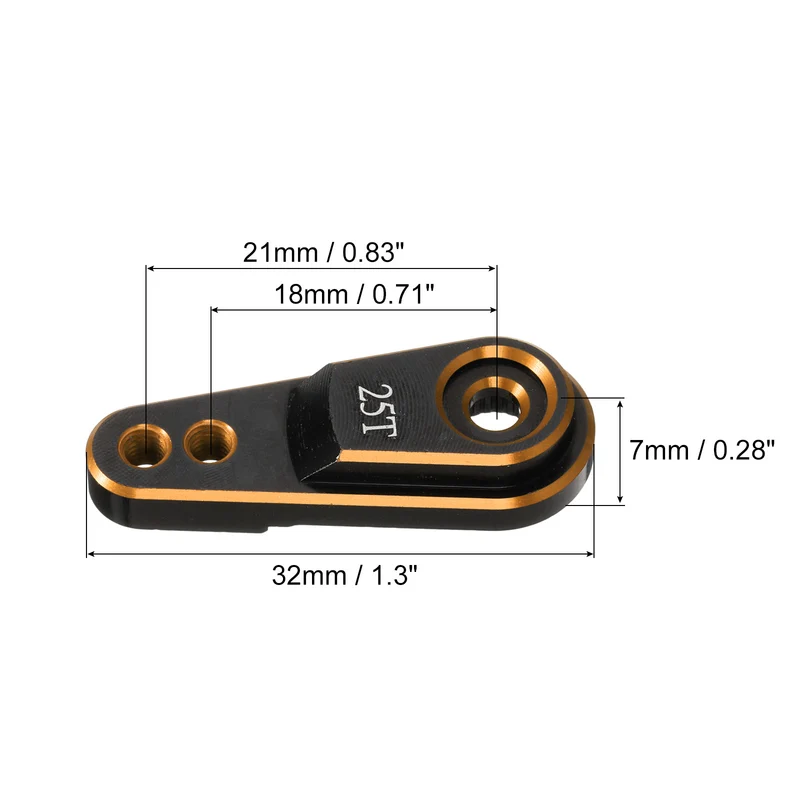 Aluminum Alloy 25T Steering Servo Arm Horn Gold for 1/10 RC Car/Boat/Airplane Boat Accessories 1 Pcs