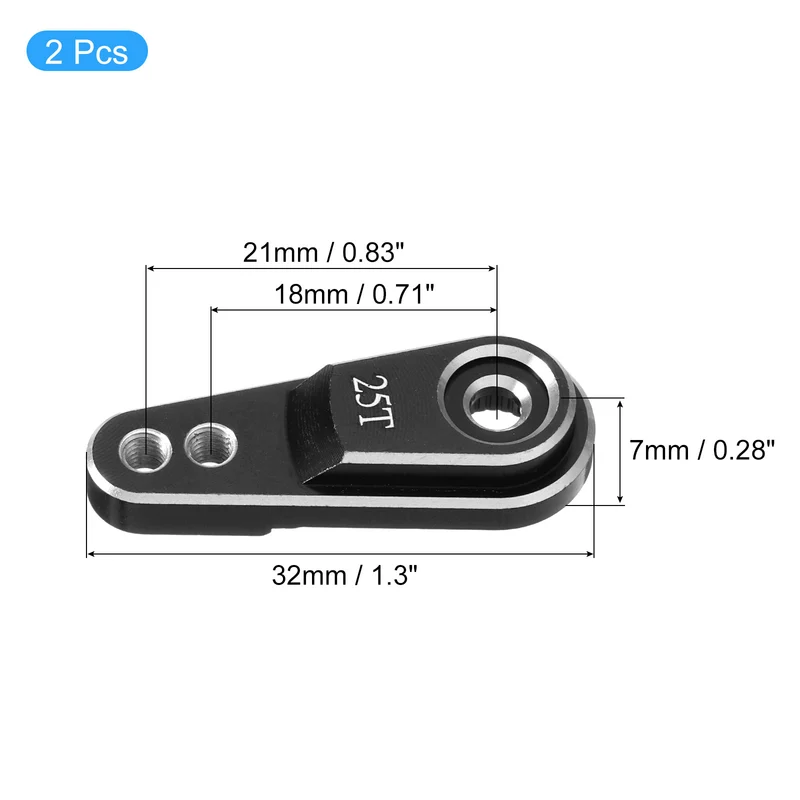 Aluminum Alloy 25T Steering Servo Arm Horn Silver for 1/10 RC Car/Boat/Airplane Boat Accessories 2 Pcs
