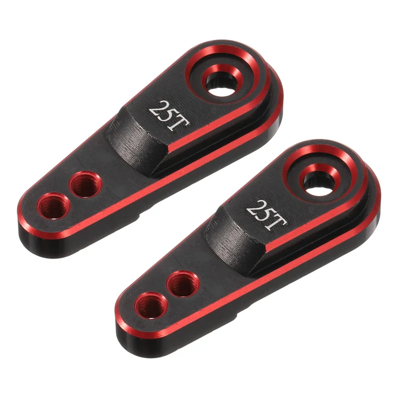 Aluminum Alloy 25T Steering Servo Arm Horn Red for 1/10 RC Car/Boat/Airplane Boat Accessories 2 Pcs