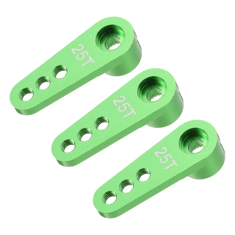 Aluminum Alloy 25T Steering Servo Single Arm Horn Green for RC Car 3 Pcs