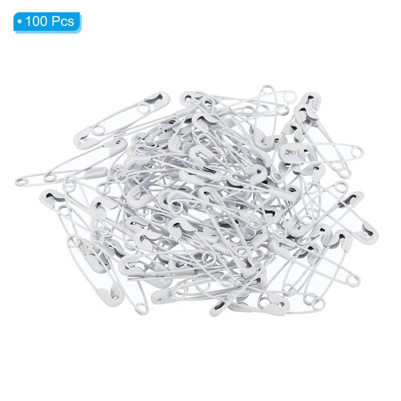 Safety Pins 0.98 Inch Metal Small Sewing Pins White 100Pcs