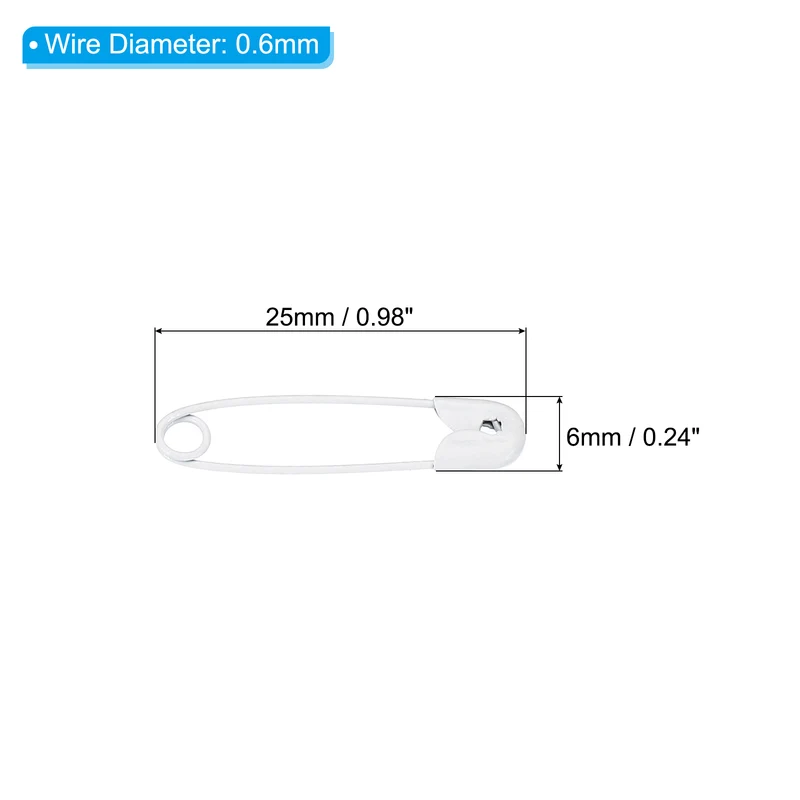 Safety Pins 0.98 Inch Metal Small Sewing Pins White 500Pcs