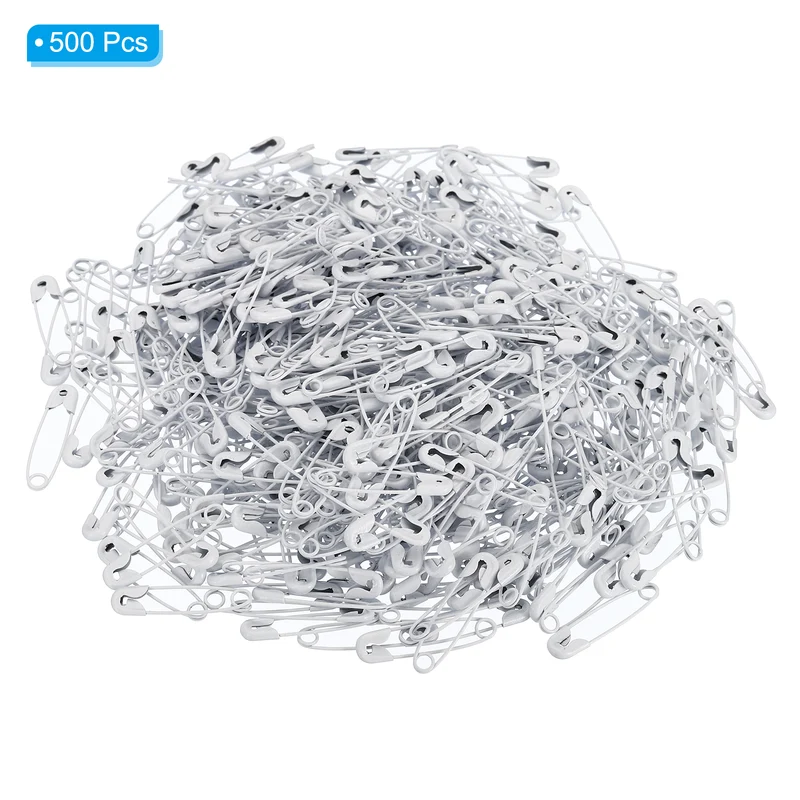 Safety Pins 0.98 Inch Metal Small Sewing Pins White 500Pcs