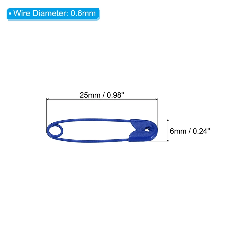 Safety Pins 0.98 Inch Metal Small Sewing Pins Blue 500Pcs