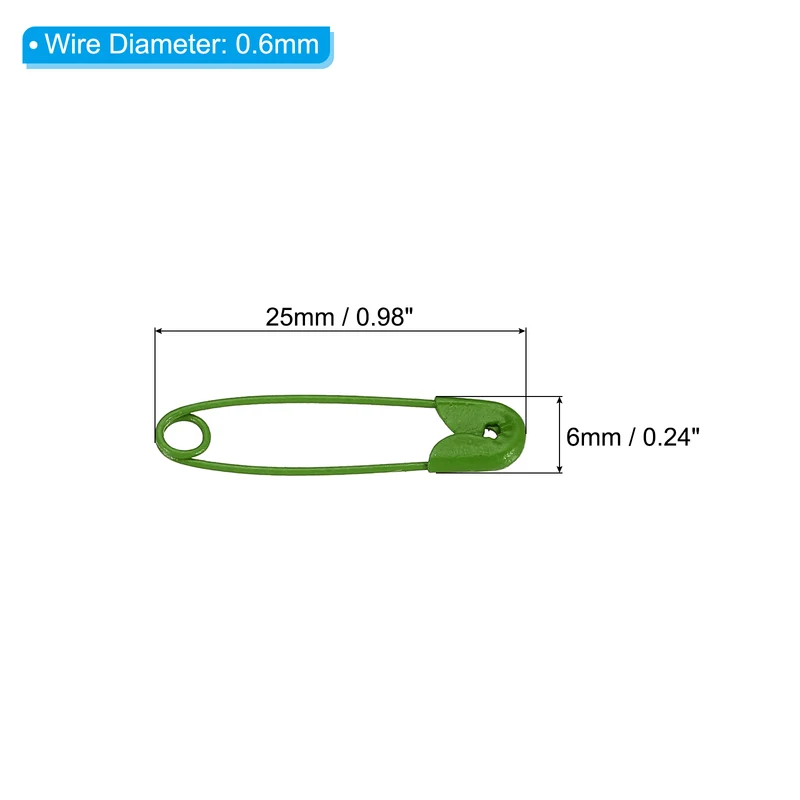 Safety Pins 0.98 Inch Metal Small Sewing Pins Green 200Pcs
