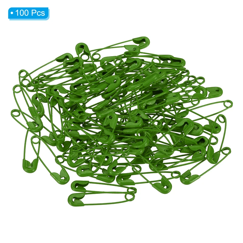 Safety Pins 0.98 Inch Metal Small Sewing Pins Green 100Pcs