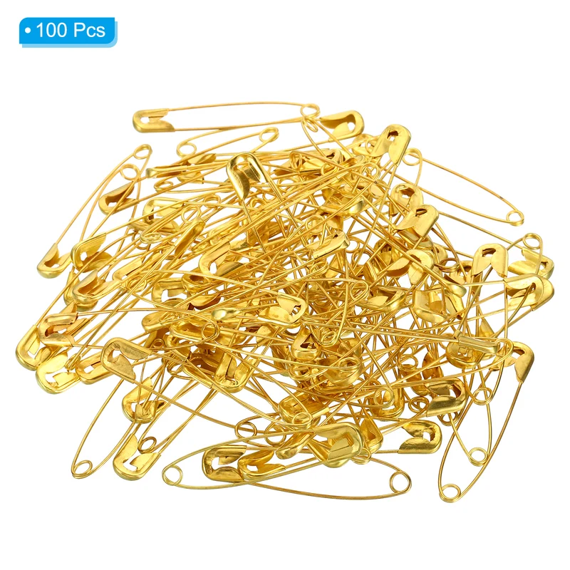 Safety Pins 2.13 Inch Nickle Plated Small Sewing Pins Gold Tone 100Pcs