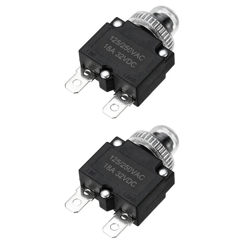 2pcs Thermal Circuit Breakers Reset Push Button 18A 125/250VAC 32VDC