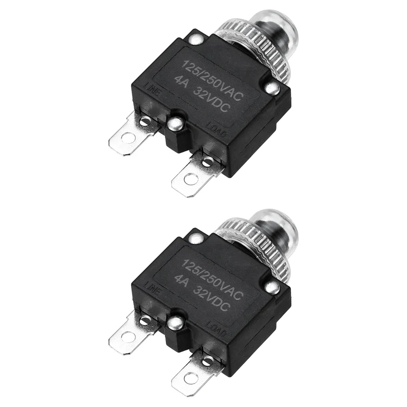 2pcs Thermal Circuit Breakers Reset Push Button 4A 125/250VAC 32VDC