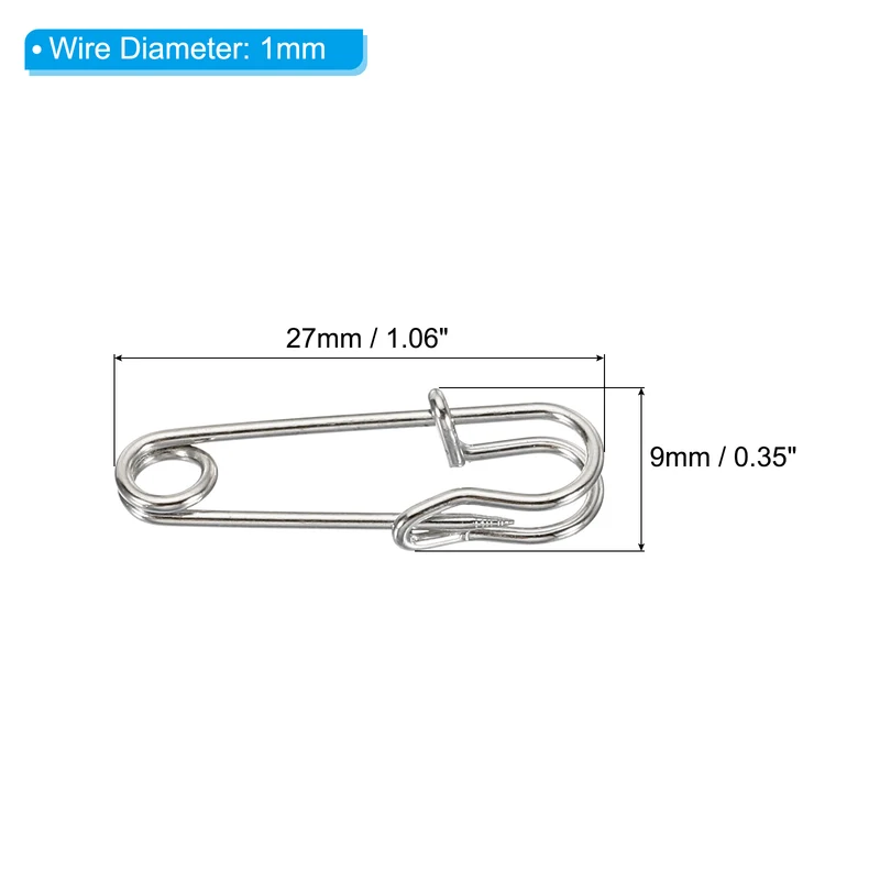 Safety Pins 1.06 Inch Large Metal Sewing Pins Silver Tone 50Pcs