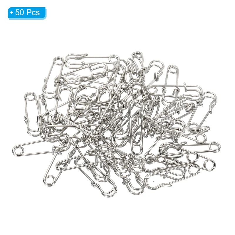 Safety Pins 1.06 Inch Large Metal Sewing Pins Silver Tone 50Pcs