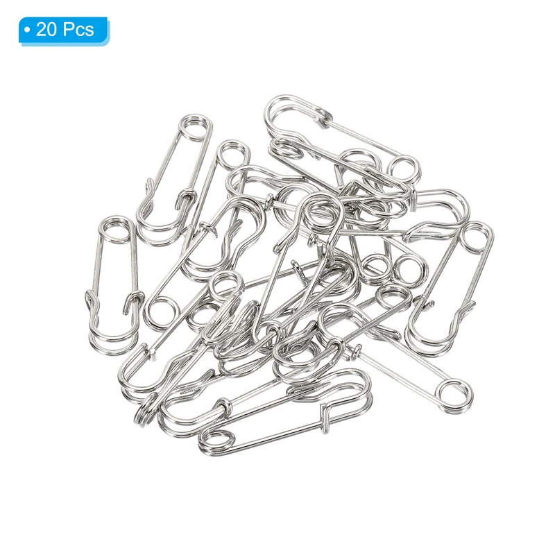 20 x Safety Pins 1.06 Inch Large Metal Sewing Pins Silver Tone
