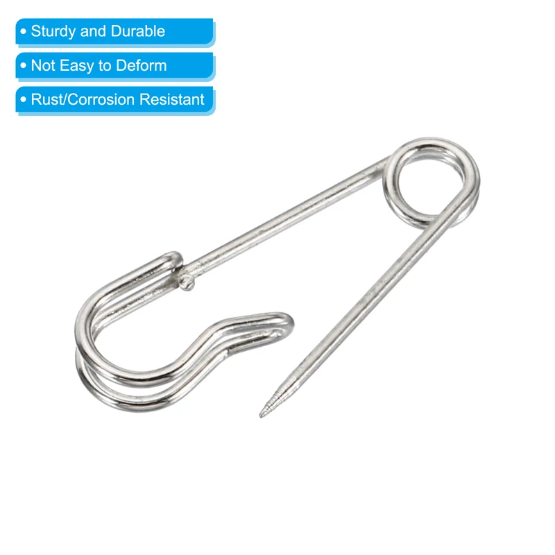 20 x Safety Pins 1.06 Inch Large Metal Sewing Pins Silver Tone