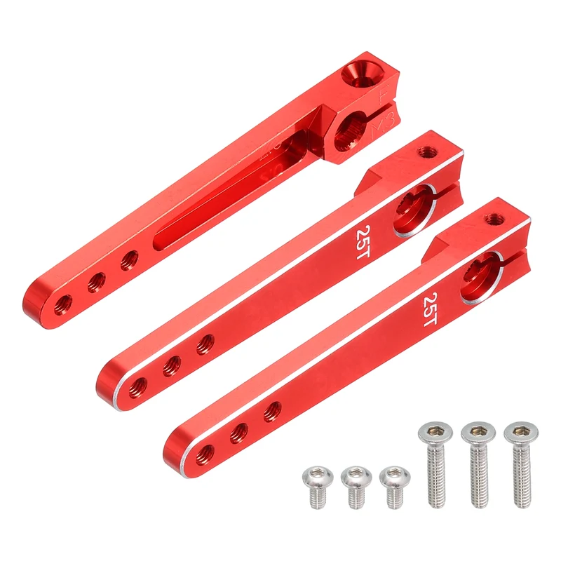 Aluminum Alloy 2 Inch 25T Steering Servo Arm Horn Red for Car Pack of 3