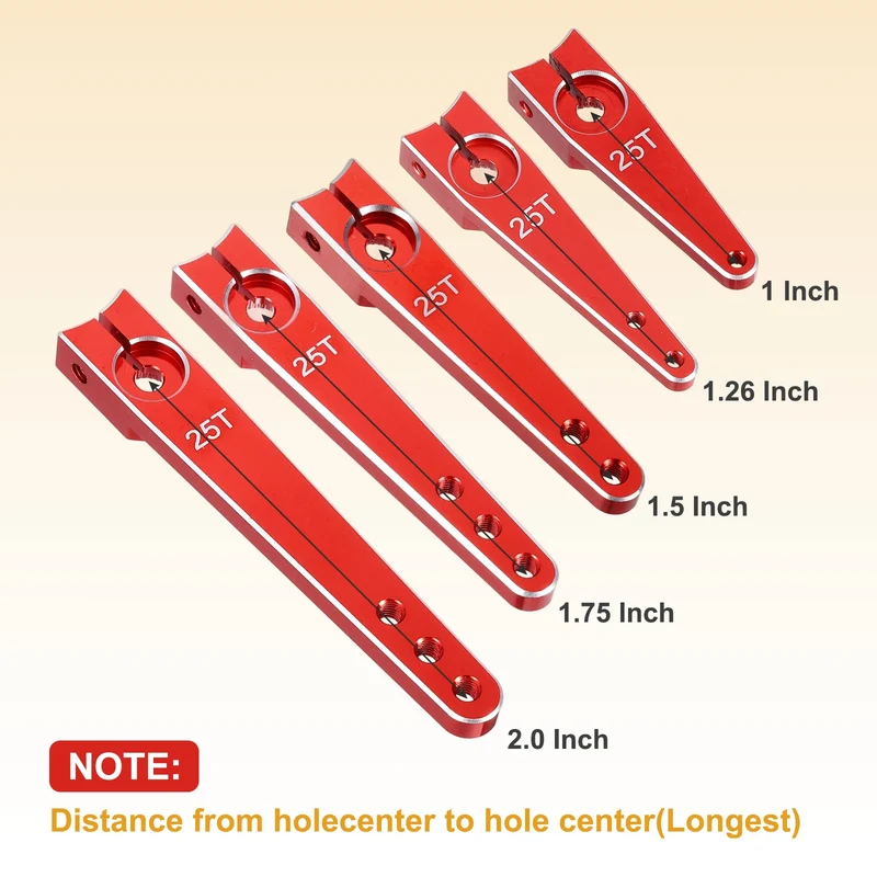 Aluminum Alloy 2 Inch 25T Steering Servo Arm Horn Red for Car Pack of 3