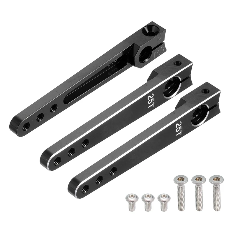 Aluminum Alloy 2 Inch 25T Steering Servo Arm Horn Black for Car Pack of 3