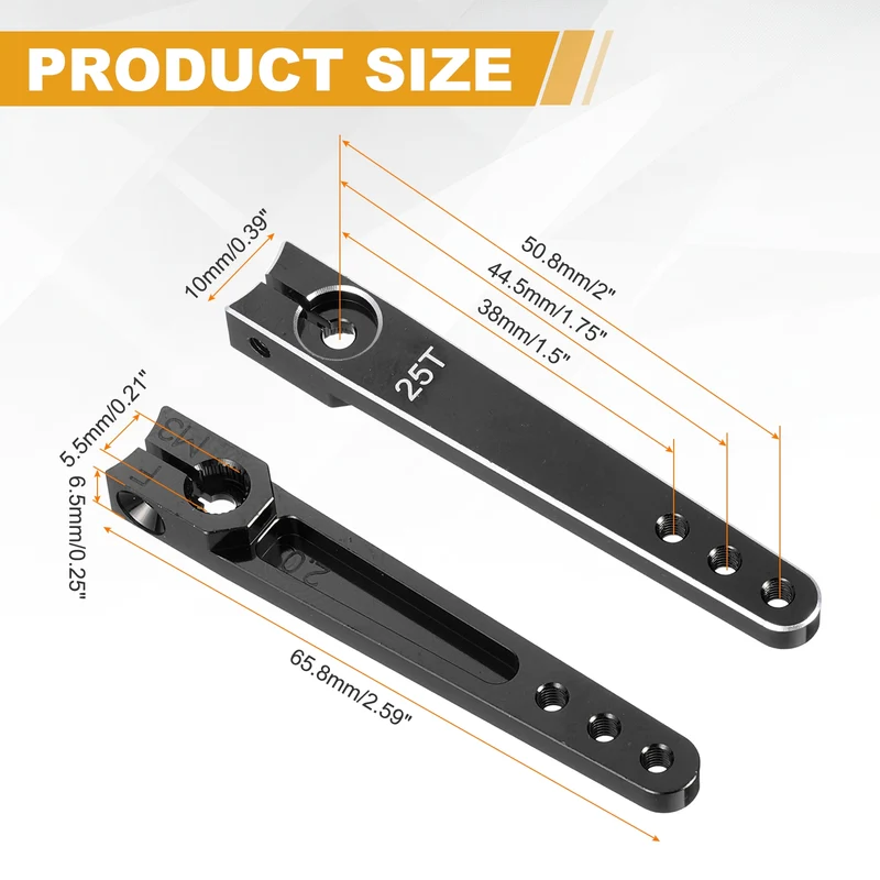 Aluminum Alloy 2 Inch 25T Steering Servo Arm Horn Black for Car Pack of 3