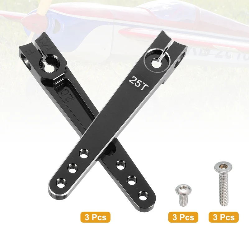 Aluminum Alloy 2 Inch 25T Steering Servo Arm Horn Black for Car Pack of 3