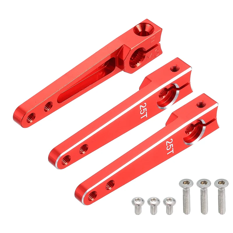 Aluminum Alloy 1.5 Inch 25T Steering Servo Arm Horn Red for Car Pack of 3