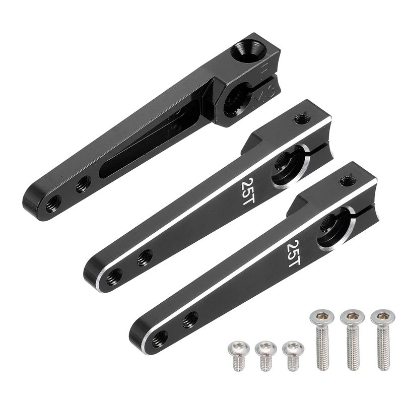 Aluminum Alloy 1.5 Inch 25T Steering Servo Arm Horn Black for Car Pack of 3