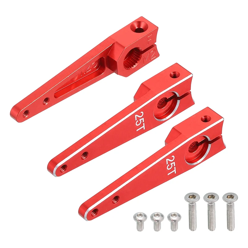 Aluminum Alloy 1.25 Inch 25T Steering Servo Arm Horn Red for Car Pack of 3