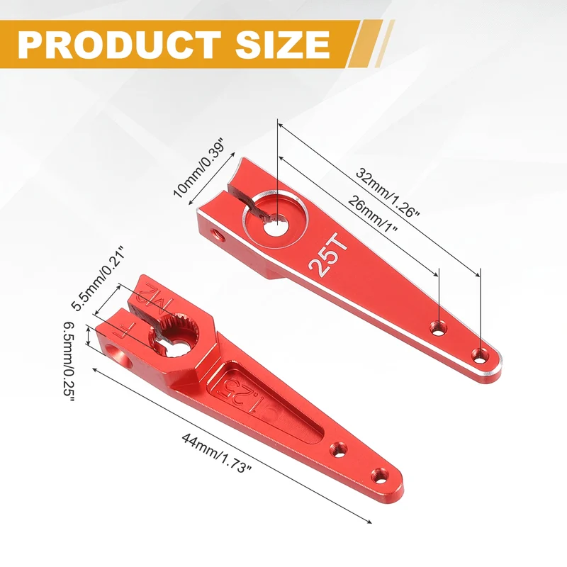 Aluminum Alloy 1.25 Inch 25T Steering Servo Arm Horn Red for Car Pack of 3