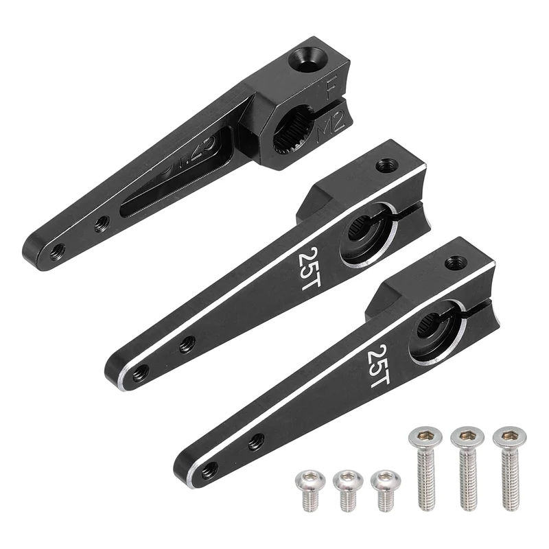 Aluminum Alloy 1.25 Inch 25T Steering Servo Arm Horn Black for Car Pack of 3