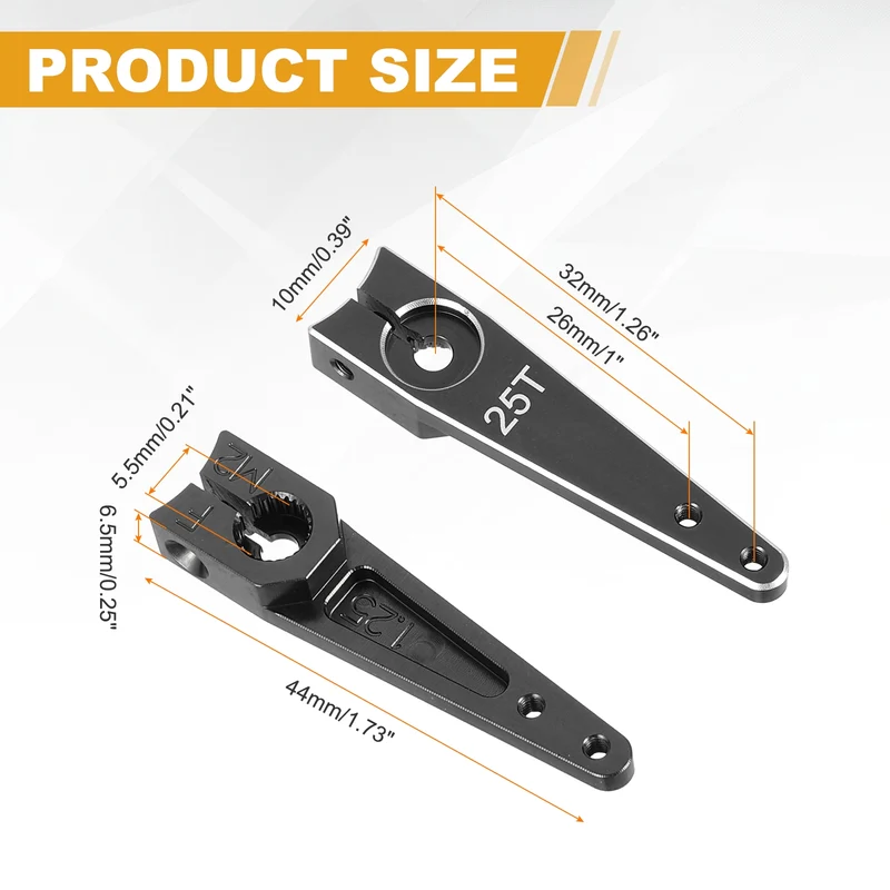 Aluminum Alloy 1.25 Inch 25T Steering Servo Arm Horn Black for Car Pack of 3