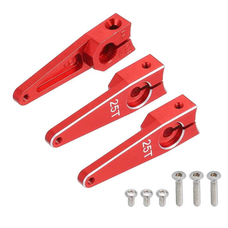 Aluminum Alloy 1 Inch 25T Steering Servo Arm Horn Red for Car Pack of 3