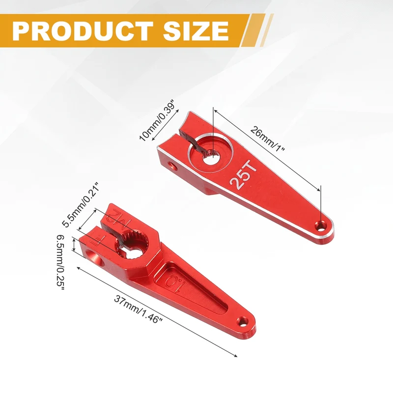 Aluminum Alloy 1 Inch 25T Steering Servo Arm Horn Red for Car Pack of 3