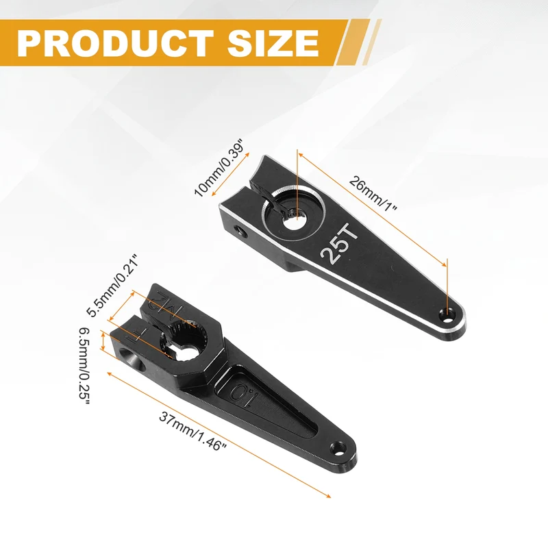 Aluminum Alloy 1 Inch 25T Steering Servo Arm Horn Black for Car Pack of 3