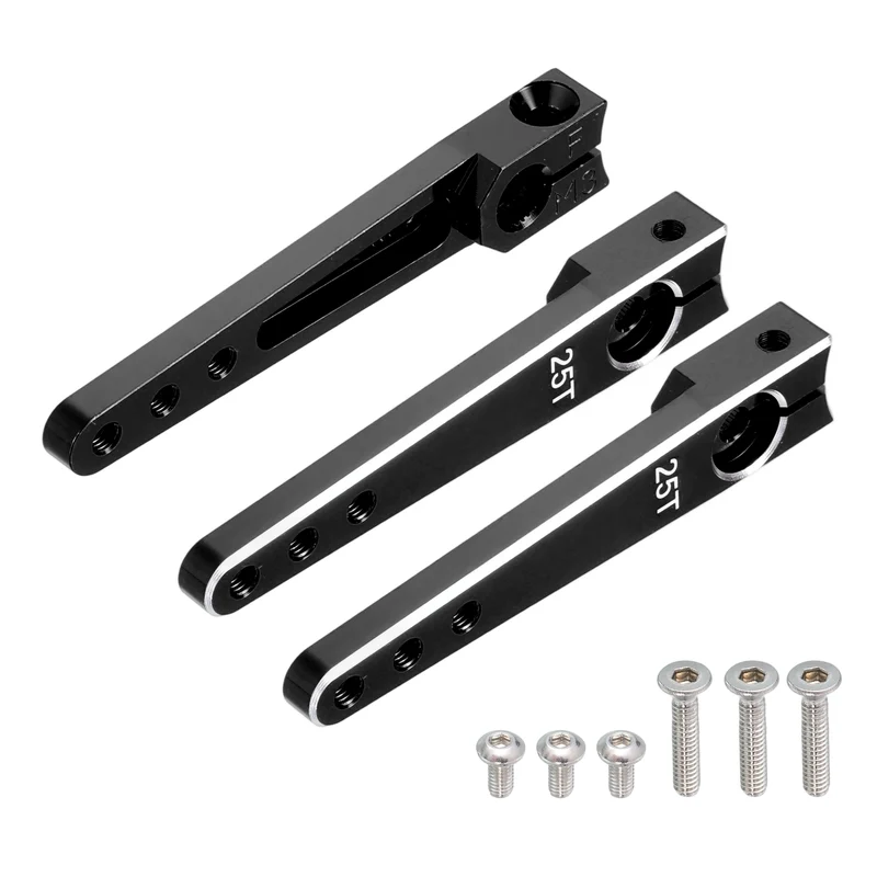 Aluminum Alloy 1.75 Inch 25T Steering Servo Arm Horn Black for Car Pack of 3