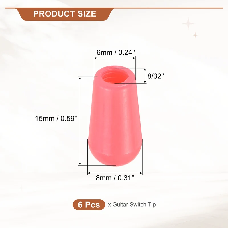 3 Way Guitar Toggle Switch Tip 8/32 Threaded ABS Pink 6Pcs
