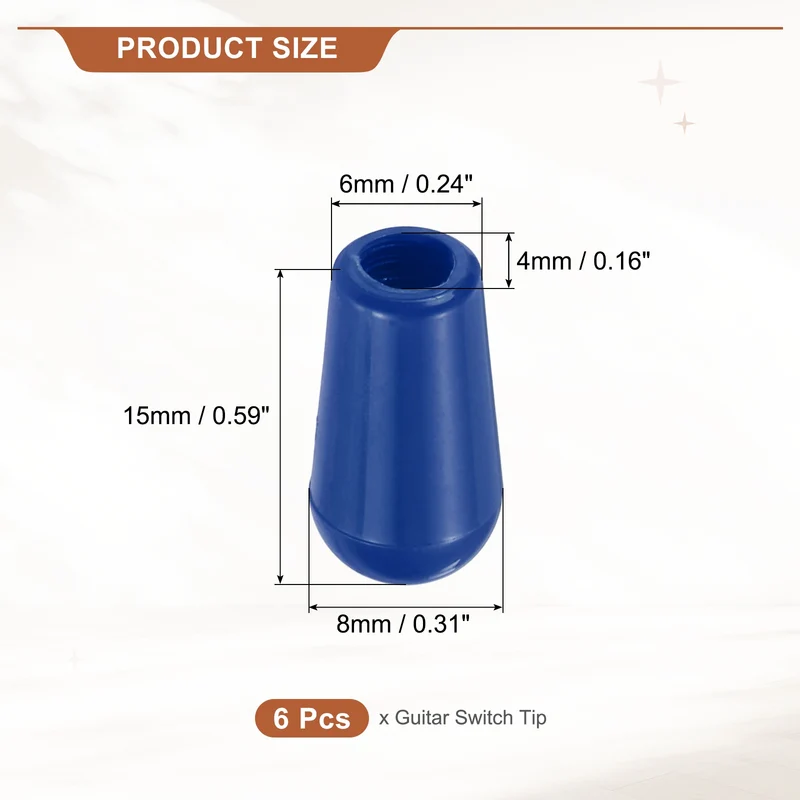 3 Way Guitar Toggle Switch Tip M4 Threaded ABS Blue 6Pcs