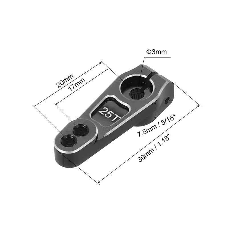 3 Pcs Aluminum Servo Horn 25T Universal Steering Arm 30mm Length Black