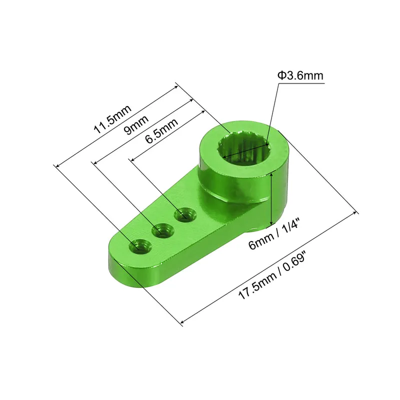 2 Pcs Aluminum Servo Horn 15T Servo Horn Steering Short Arm 17.5mm Length Green