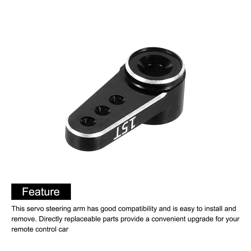 2 Pcs Aluminum Servo Horn 15T Servo Horn Steering Short Arm 17.5mm Length Black