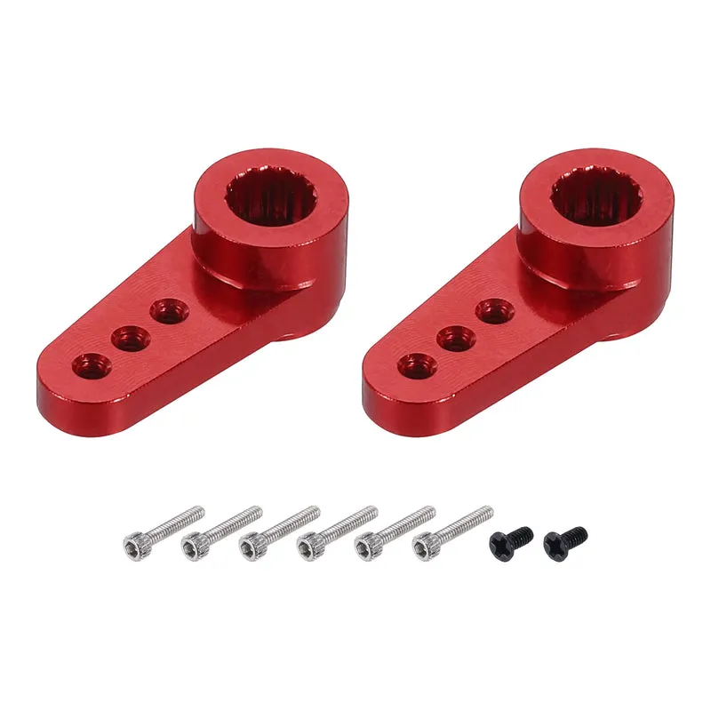 2 Pcs Aluminum Servo Horn 15T Servo Horn Steering Short Arm 17.5mm Length Red