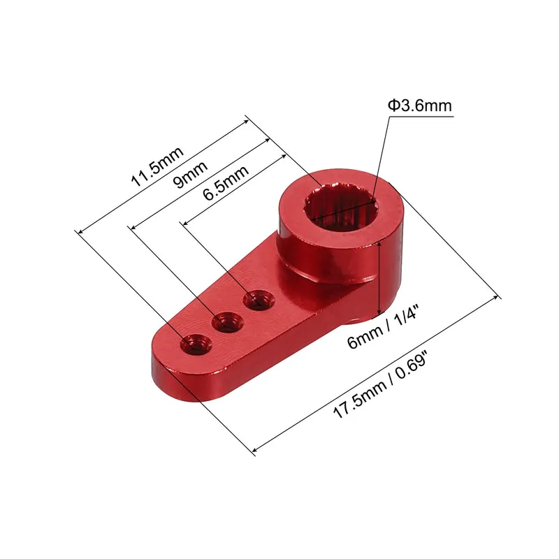2 Pcs Aluminum Servo Horn 15T Servo Horn Steering Short Arm 17.5mm Length Red