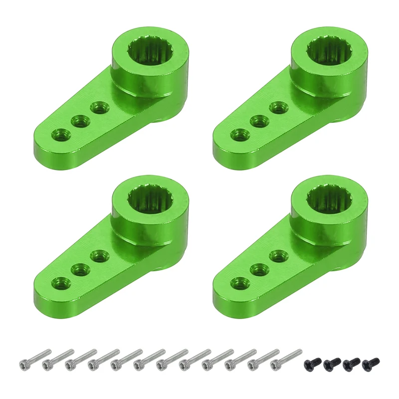 4 Pcs Aluminum Servo Horn 15T Servo Horn Steering Short Arm 17.5mm Length Green