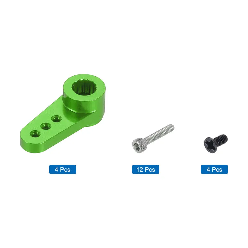 4 Pcs Aluminum Servo Horn 15T Servo Horn Steering Short Arm 17.5mm Length Green