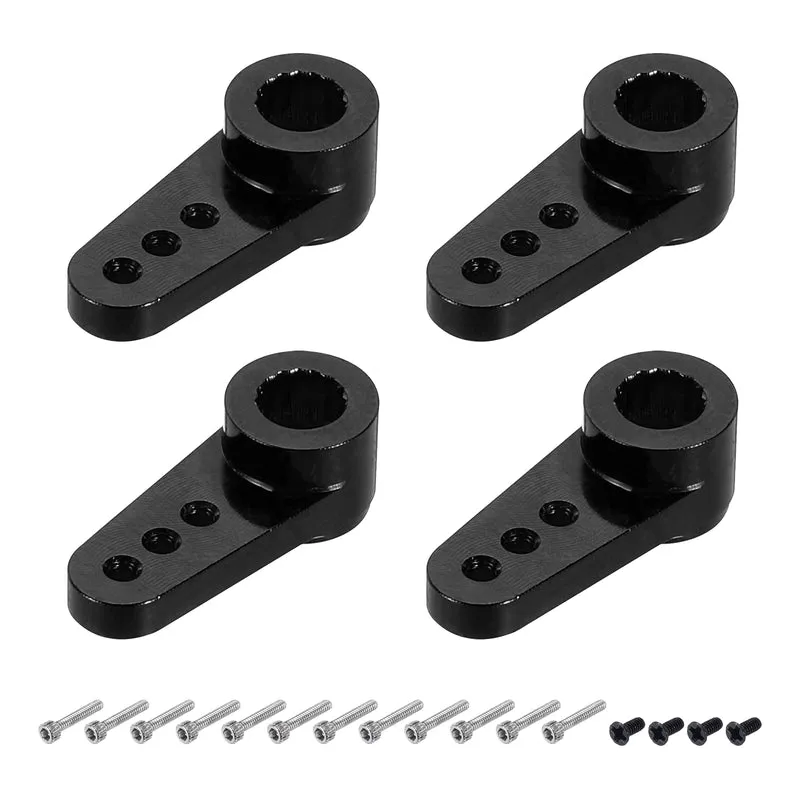 4 Pcs Aluminum Servo Horn 15T Servo Horn Steering Short Arm 17.5mm Length Black