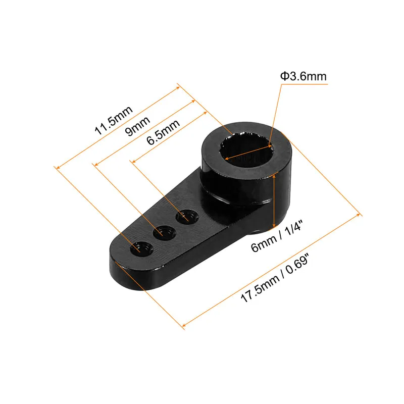 4 Pcs Aluminum Servo Horn 15T Servo Horn Steering Short Arm 17.5mm Length Black