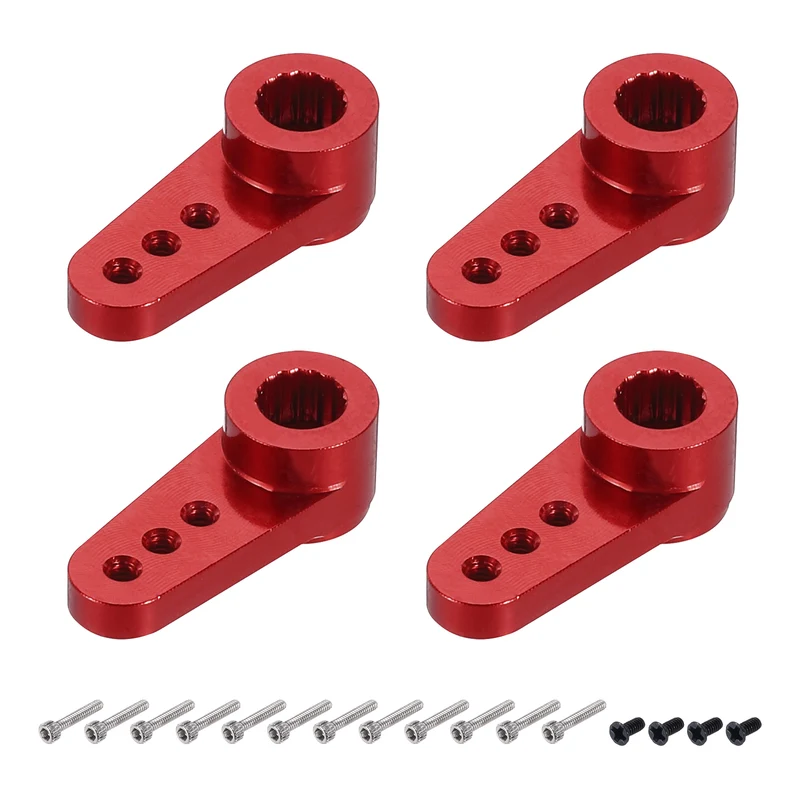 4 Pcs Aluminum Servo Horn 15T Servo Horn Steering Short Arm 17.5mm Length Red