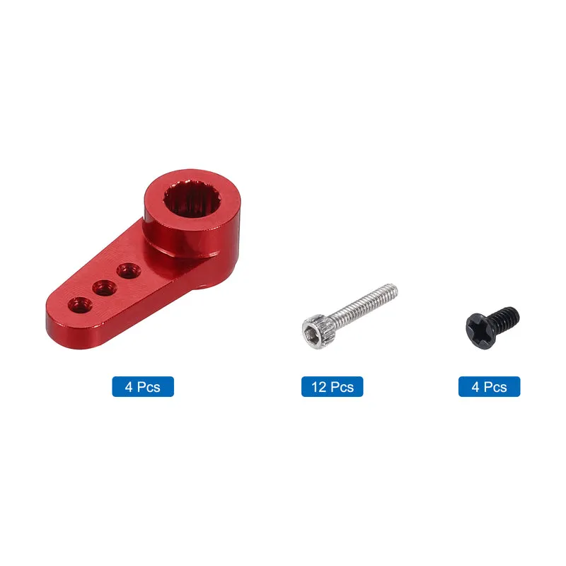 4 Pcs Aluminum Servo Horn 15T Servo Horn Steering Short Arm 17.5mm Length Red