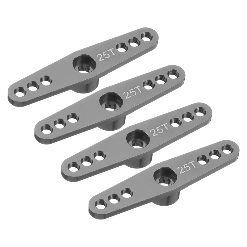 4 Pcs Aluminum Servo Horn 25T Servo Horn Steering Double Arms 47mm Bright Gray