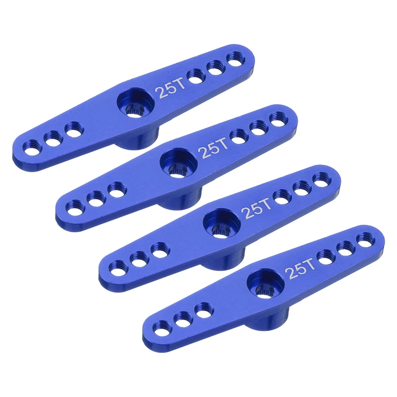 4 Pcs Aluminum Servo Horn 25T Servo Horn Steering Double Arms 47mm Deep Blue